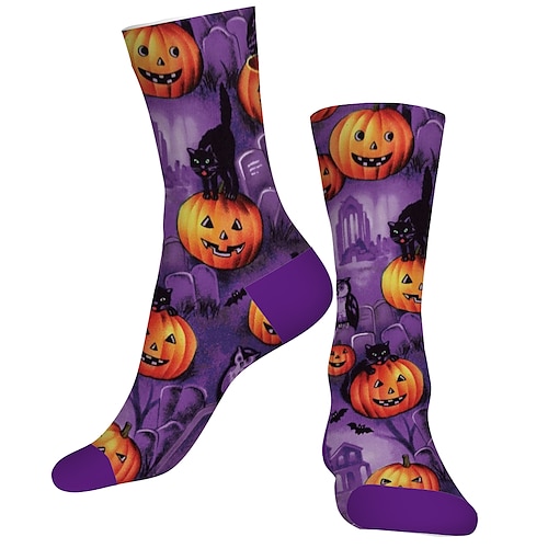 

Socks Cycling Socks Halloween Socks Funny Socks Novelty Socks Men's Women's Bike / Cycling Breathable Soft Comfortable 1 Pair Graphic Cotton Purple S M L