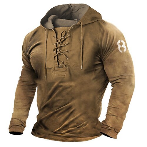 

Men's Unisex Pullover Hoodie Sweatshirt Hooded Graphic Prints Lace up Print Daily Sports 3D Print Streetwear Designer Casual Clothing Apparel Hoodies Sweatshirts Long Sleeve Brown