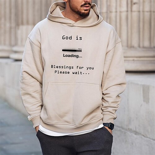 

Men's Pullover Hoodie Sweatshirt Hooded Graphic Letter Print Sports Outdoor Daily Sports Hot Stamping Basic Designer Casual Hoodies Sweatshirts Long Sleeve Khaki / Spring / Fall