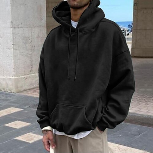 

Homme Sweat à capuche Sweat Kaki clair. Vert Violet Jaune Vin Capuche Couleur unie Poche Travail Casual Vêtement de rue Casual Hiver Automne hiver Vêtement Tenue Pulls Capuche Pulls molletonnés