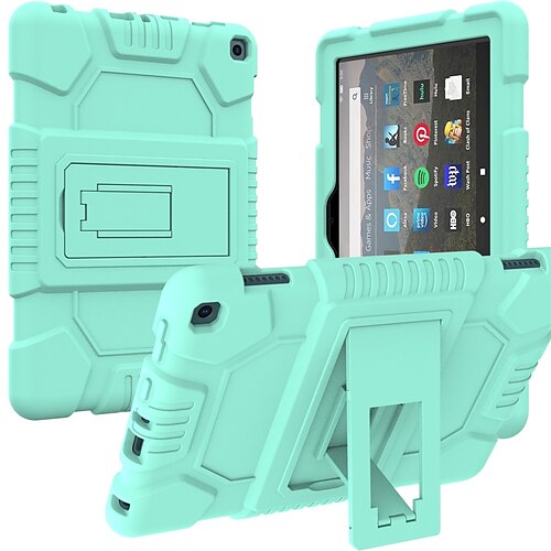 

Tablet Case Cover For Amazon Kindle Fire HD 8 / Plus 2020 Fire HD 8 (2017) with Stand Full Body Protective Dustproof Solid Colored Silica Gel