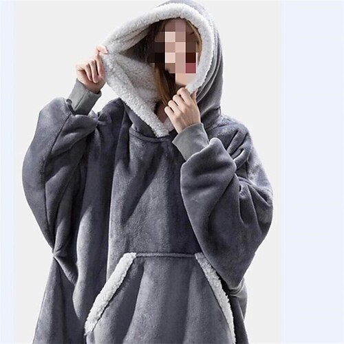 

Wearable Blanket Hoodie, Oversized Sherpa Hooded Blanket Sweatshirt, Giant Warm Fuzzy Fleece Lounging Blanket with Hood Sleeves Pocket, Soft Comfort Packable for Women Men Adults