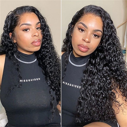 

Brazilian Natural Wave 136 Lace Front Wigs Deep Part Water Wave Human Hair Wigs For Women