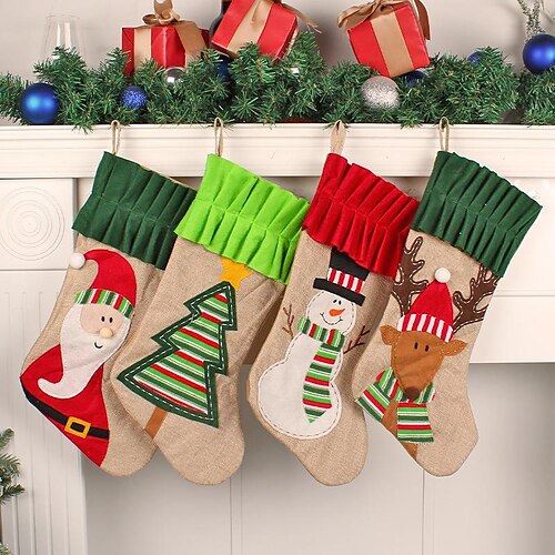 

Hong Kong Love Christmas Socks Decorations Old Man Elk Small Tree Candy Bag Christmas Tree Gift Socks Pendant Wholesale