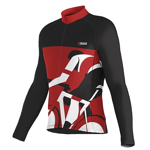 

21Grams Men's Cycling Jersey Long Sleeve Bike Top with 3 Rear Pockets Mountain Bike MTB Road Bike Cycling Breathable Quick Dry Moisture Wicking Reflective Strips Red Graphic Polyester Spandex Sports