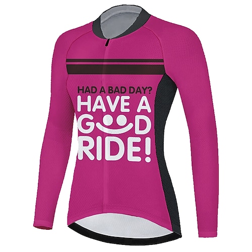 

Women's Cycling Jersey Long Sleeve Bike Jersey Top with 3 Rear Pockets Mountain Bike MTB Road Bike Cycling Breathable Quick Dry Moisture Wicking Reflective Strips Rose Red Polyester Spandex Sports