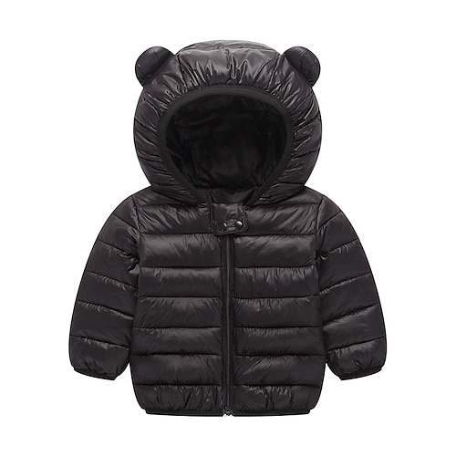 

Kids Unisex Coat Outerwear Plain Long Sleeve Coat Street Active Cute Light Blue Black Pink Winter Fall 2-6 Years