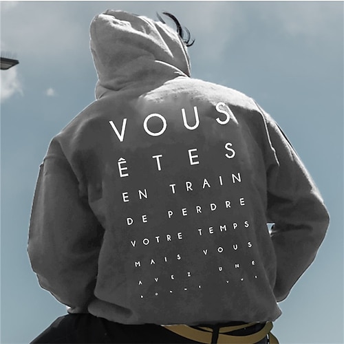 

Men's Unisex Pullover Hoodie Sweatshirt Hooded Letter Graphic Prints Print Daily Sports 3D Print Streetwear Designer Casual Clothing Apparel Hoodies Sweatshirts Long Sleeve Gray