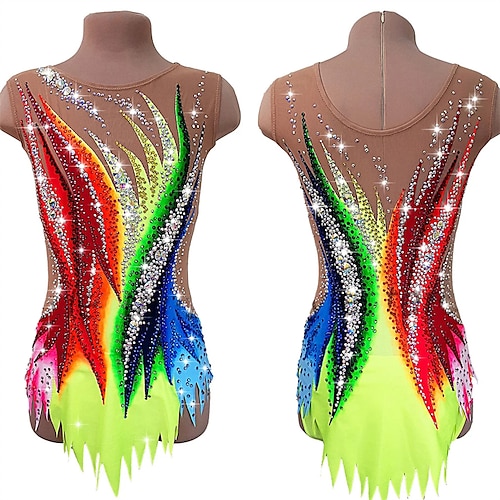 

Rhythmic Gymnastics Leotards Gymnastics Leotards Women's Girls' Bodysuit Spandex Stretchy Breathable Sparkly Sleeveless Performance Training Competition Training Athletic Artistic Gymnastics