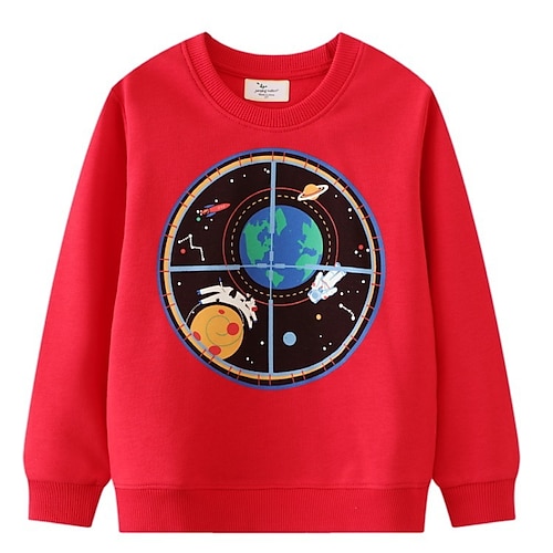 

Kids Boys Sweatshirt Cartoon Outdoor Long Sleeve Fashion Cotton 3-6 Years Winter Red