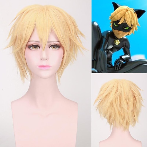 Cosplay Costume Wig Ladybug X Cat Noir kinky Straight With Bangs