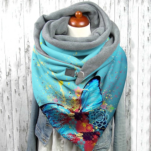 

Women's Women's Shawls Wraps Outdoor Dailywear Holiday Blue Scarf Animal Floral Butterfly