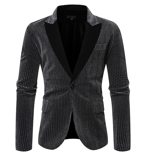 

Men's Fashion Blazer Regular Standard Fit Striped Single Breasted One-button Grey Coffee 2022