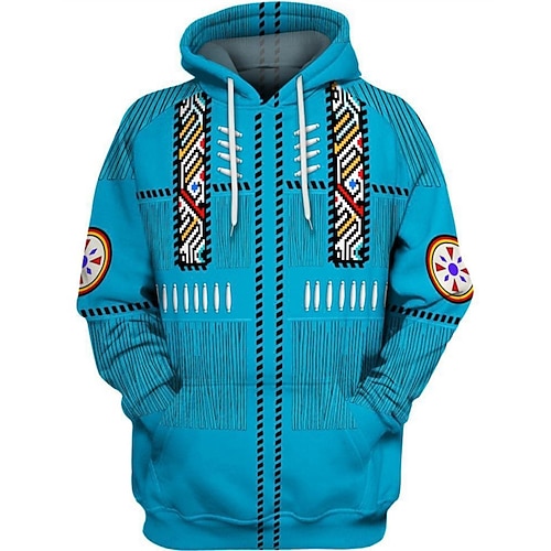 

Men's Unisex Pullover Hoodie Sweatshirt Hooded Tribal Graphic Prints Print Daily Sports 3D Print Streetwear Designer Casual Clothing Apparel Hoodies Sweatshirts Long Sleeve Blue