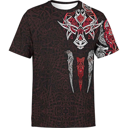 

Men's Unisex T shirt Tee Graphic Prints Crew Neck Red Short Sleeve 3D Print Outdoor Street Print Tops Sports Casual Classic Comfortable / Summer / Summer