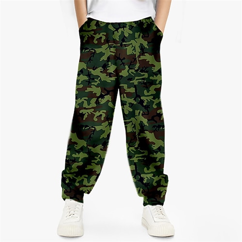 

Kids Boys Pants Camouflage Active Outdoor 3-12 Years Winter Green Yellow