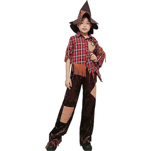 

Scarecrow Cosplay Costume Masquerade Kid's Boys Performance Masquerade Festival / Holiday Polyster Brown / Blue Easy Carnival Costumes Plaid / Check Halloween / Shirt / Dress / Pants / Hat / Shirt