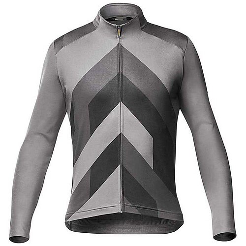 

21Grams Men's Cycling Jersey Long Sleeve Bike Top with 3 Rear Pockets Mountain Bike MTB Road Bike Cycling Breathable Quick Dry Moisture Wicking Reflective Strips Grey Stripes Geometic Polyester