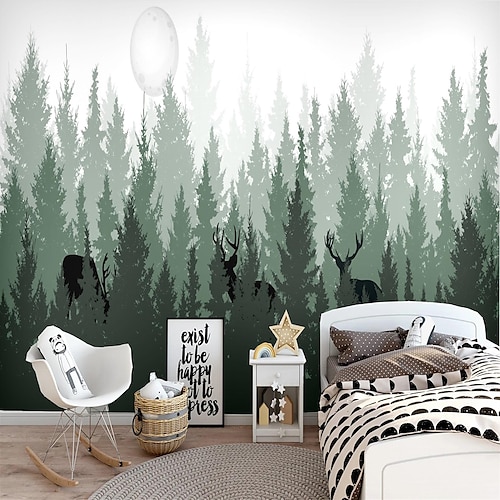 

3D Mural Scenery Forest Map Suitable For Living Room Bedroom Hotel Canvas Material Self adhesive Wallpaper Mural Wall Cloth Room Wallcovering