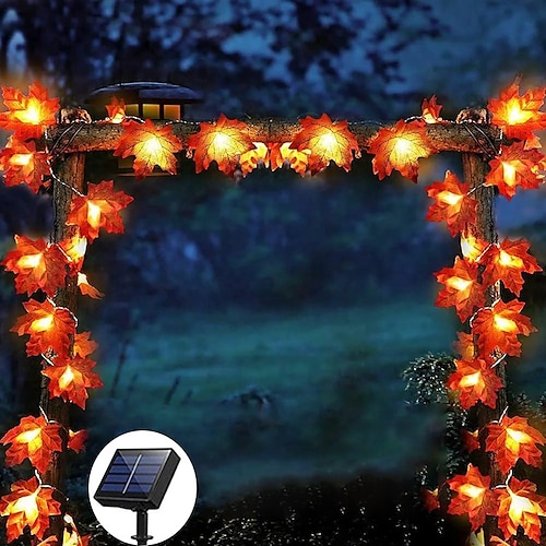 

Maple Leaf String Lights Solar Fall Decorations LED 7M-50LEDs 6.5M-30LEDs Outdoor Waterproof Pumpkin Lights Halloween Garden Party Thanksgiving Home Outdoor Patio