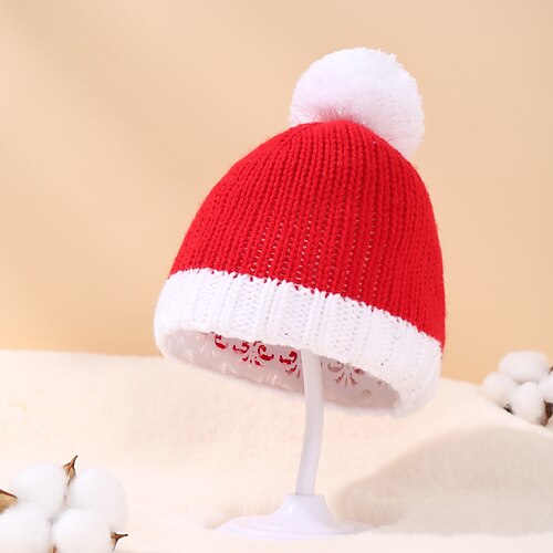 

Kids Boys Sweet Christmas Gifts Solid Colored Roman Knit Hats Caps Red One-Size