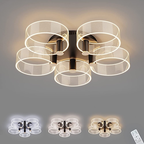 

LED Ceiling Light Fixtures Dimming Ceiling Lights with Adjust The Switch 30W 50W Flush Mount Ceiling Chandelier with 3-5 Acrylic Round Decorative Lights for Living Room Bedroom Dining Room