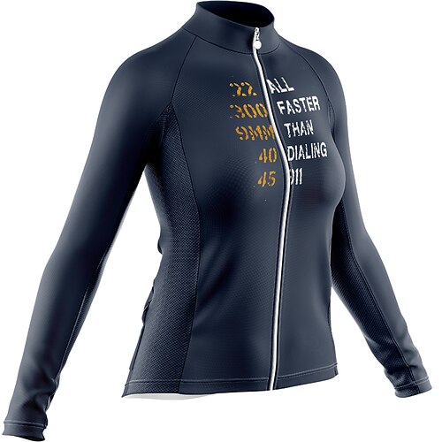 

Women's Cycling Jersey Long Sleeve Bike Jersey with 3 Rear Pockets Mountain Bike MTB Road Bike Cycling Cycling Breathable Ultraviolet Resistant Quick Dry Black Dark Navy Polyester Sports Clothing