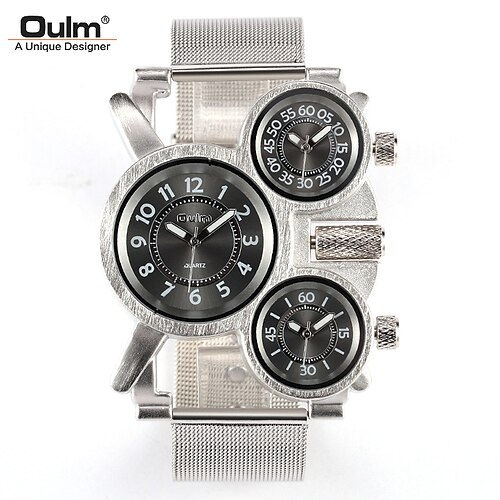 

Oulm Quartz Watch for Men Analog Quartz Sexy Stylish Steampunk Three Time Zones Alloy Alloy Creative / One Year