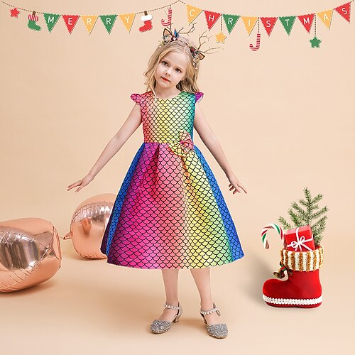 

Kids Girls' Dress colour A Line Dress Midi Dress Performance Short Sleeve Princess Dress 2-6 Years Spring Purple Rose Red