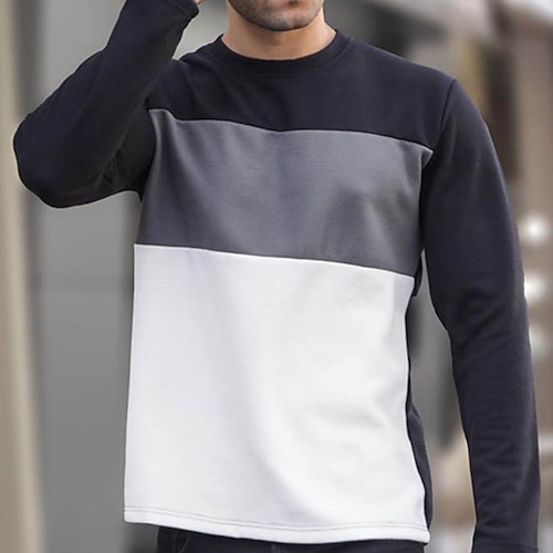 

Men's Sweatshirt Pullover Crew Neck Color Block Sports Outdoor Daily Sports Basic Casual Big and Tall Clothing Apparel Hoodies Sweatshirts Long Sleeve Green Brown / Spring / Fall