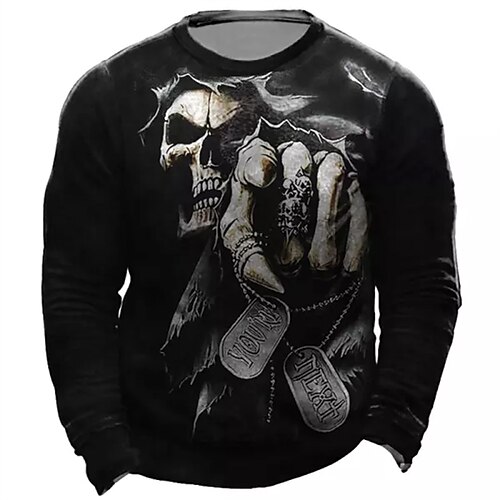 

Men's Unisex Sweatshirt Pullover Skull Graphic Prints Print Daily Sports Holiday 3D Print Streetwear Designer Casual Clothing Apparel Hoodies Sweatshirts Long Sleeve Black