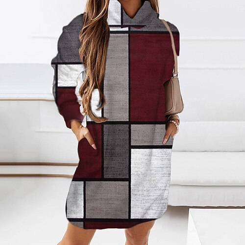 

Women's Sweatshirt Pullover Active Streetwear Pocket Red Gray Black Geometric Polka Dot Street Hoodie Long Sleeve S M L XL 2XL 3XL