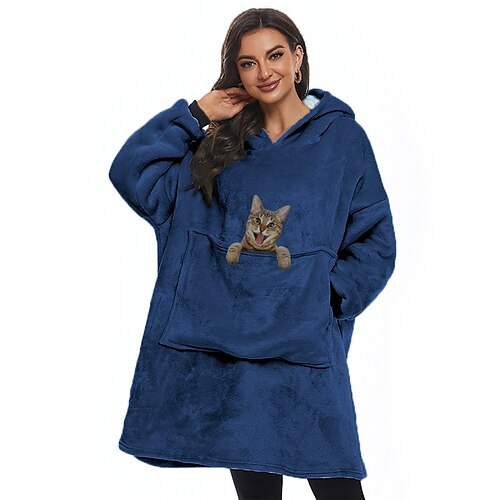 

Adults' Oversized Hoodie Blanket Wearable Blanket With Pocket Solid Color Onesie Pajamas Flannel Cosplay For Men and Women Carnival Animal Sleepwear Cartoon Festival / Holiday Costumes