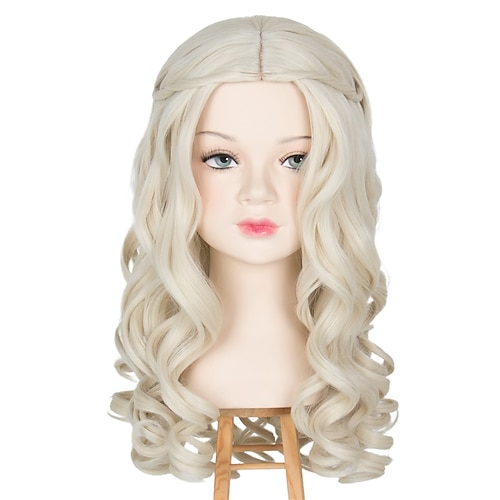 

White Queen Princess Wig Kids Long Curly Platinum Blonde Child Halloween Costume Cosplay Wig