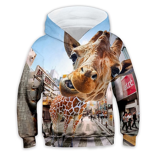 

Kids Boys Hoodie Animal Outdoor 3D Print Long Sleeve Pocket Active 3-13 Years Winter Blue