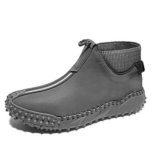 

Men's Loafers & Slip-Ons Sporty Look Comfort Shoes Sporty Casual Outdoor Daily Walking Shoes Faux Leather Mid-Calf Boots Black Brown Gray Spring Summer