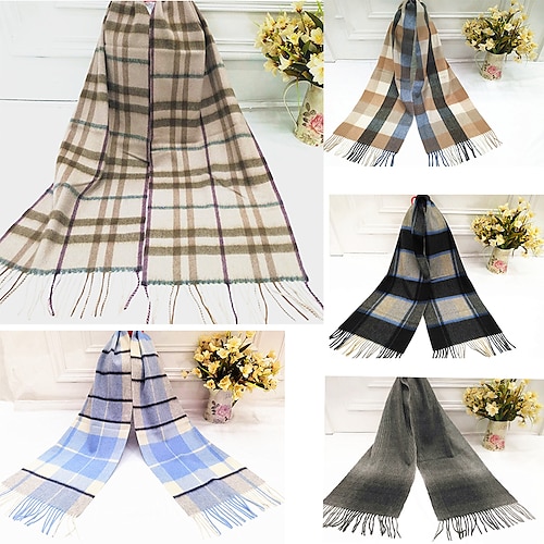 

100% Cashmere Scarf Plaid Autumn Winter Versatile Men And Women