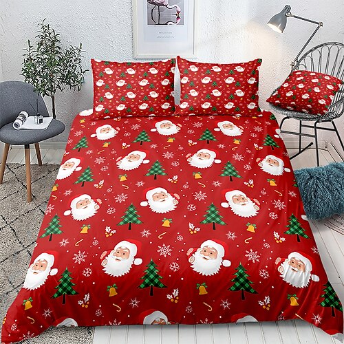 

Christmas Decoration Duvet Cover Set Hotel Bedding Sets Comforter Cover 3 Pcs, Include 1 Duvet Cover, 2 Pillowcases for Double/Queen/King(1 Pillowcase for Twin/Single)