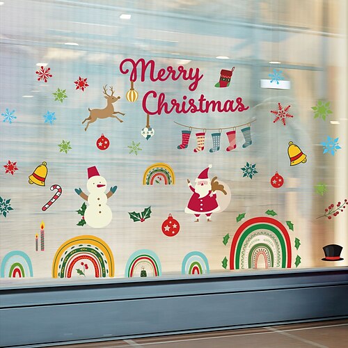 

Santa Claus Christmas Hats presents Christmas New Year window decorations wall stickers