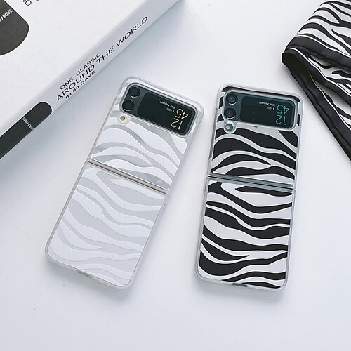 

Phone Case For Samsung Galaxy Flip Z Flip 4 Z Flip 3 Mirror Flip Lines / Waves PC