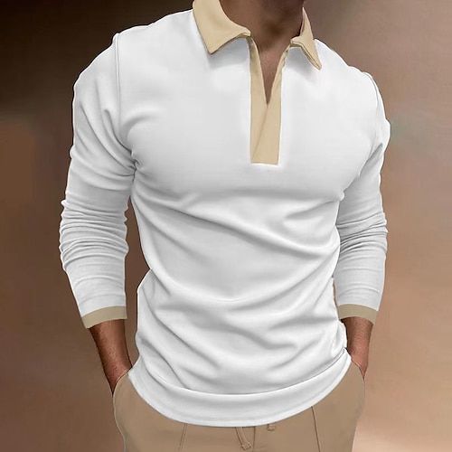 

Men's Collar Polo Shirt Golf Shirt Solid Colored Turndown White Street Daily Long Sleeve Clothing Apparel Fashion Designer Casual Comfortable