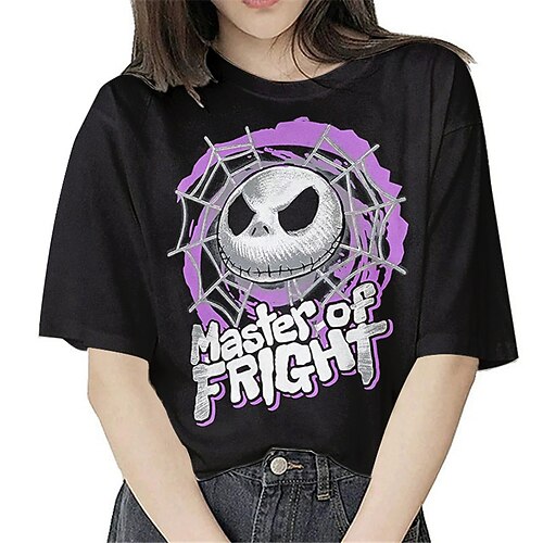 

Kids Girls' Halloween T shirt Skull Outdoor 3D Print Short Sleeve Crewneck Active 3-12 Years Spring Black