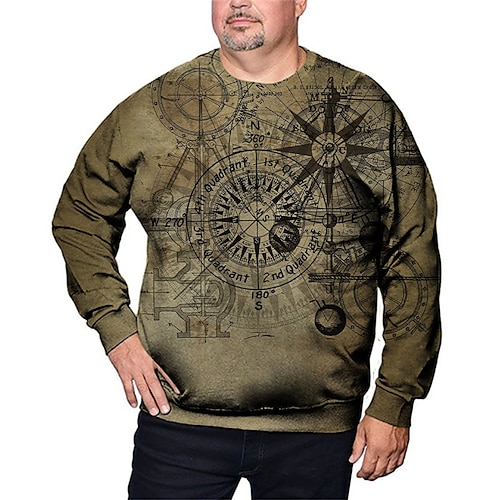 

Men's Plus Size Sweatshirt Big and Tall Graphic Prints Crew Neck Long Sleeve Spring Fall Basic Designer Plus Size Casual Daily Sports Tops