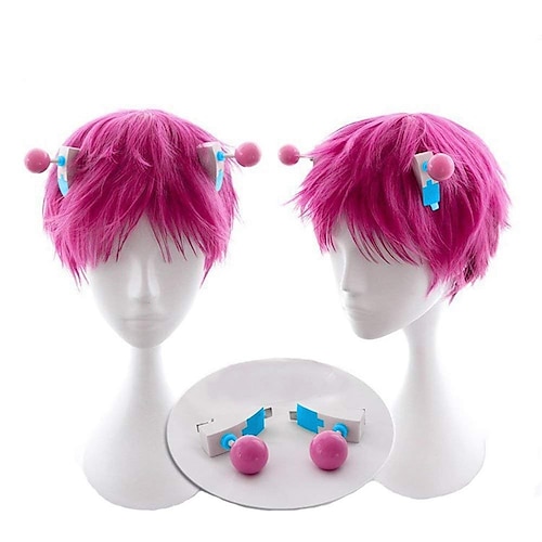 

saiki paryk cosplay pink kort hår liv k.2 tilbehør