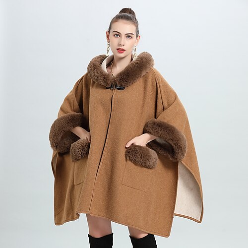 

Women's Wrap Cape Elegant Casual Daily 3/4 Length Sleeve Faux Fur Wedding Wraps With Pure Color For Wedding Spring