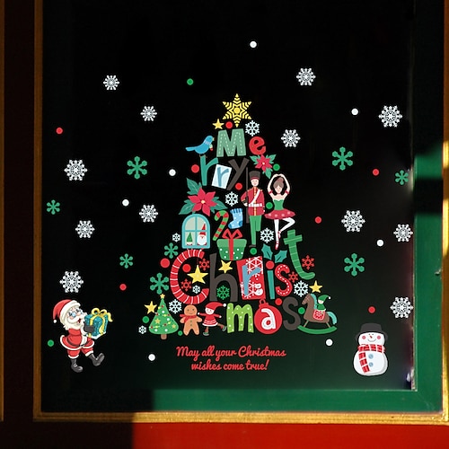 

Christmas letters color cartoon window background decoration can be removed stickers