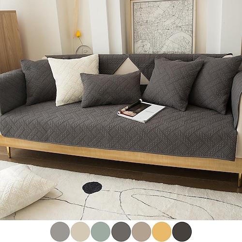 

dark gray washed cotton sofa cushion fabric anti-slip four seasons universal fashion simple cover cushion