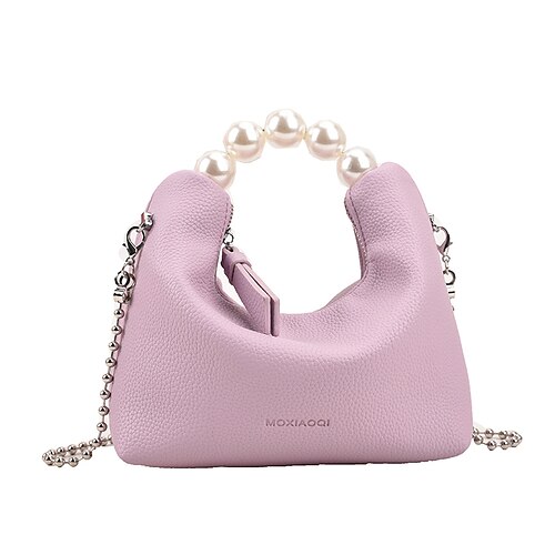 

Women's Leather Bag Crossbody Bag Top Handle Bag PU Leather Pearls Solid Color Shopping Going out Green White Black Purple
