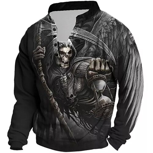 

Men's Unisex Sweatshirt Pullover Button Up Hoodie Skull Graphic Prints Skeleton Print Casual Daily Sports 3D Print Streetwear Designer Casual Clothing Apparel Hoodies Sweatshirts Long Sleeve Black