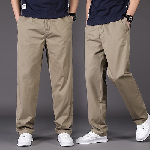 

Men's Cargo Pants Trousers Work Pants Elastic Waist Solid Color Comfort Breathable Casual Daily Streetwear Cotton Blend Sports Fashion ArmyGreen Black Micro-elastic / Elasticity